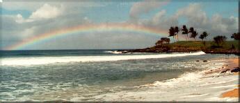 Photo - Molokai, Hawaii -  Rainbow over the ocean and kaluakoi golf course